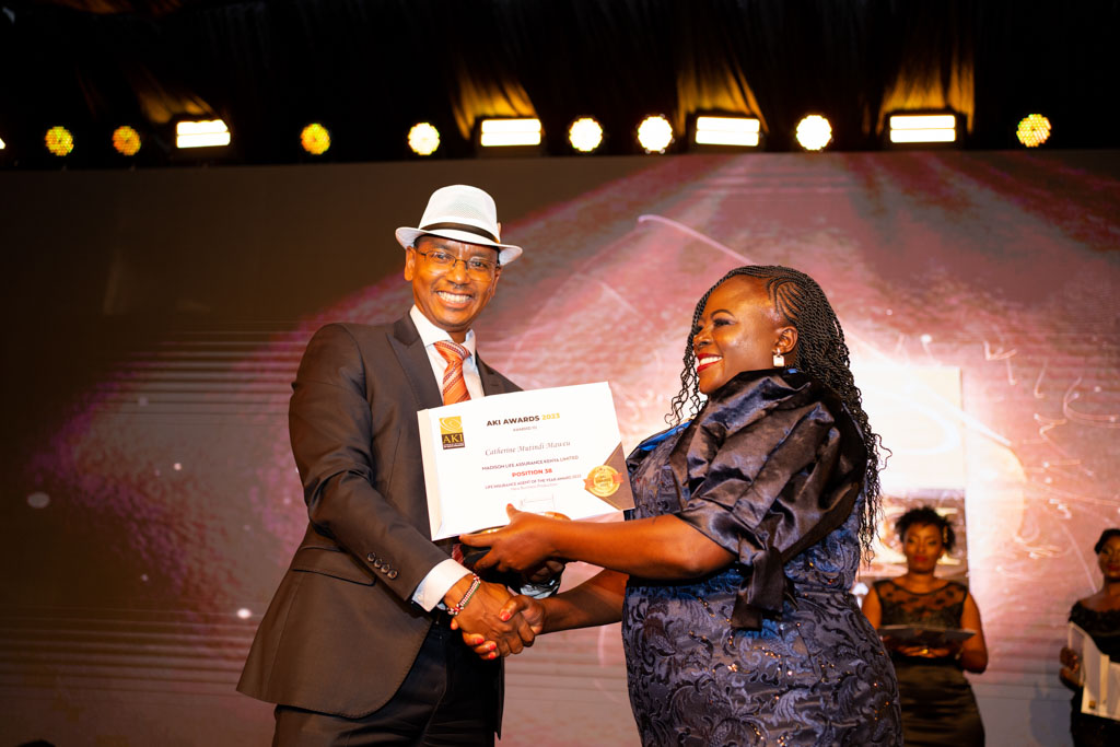 Catherine - Madison life assurance agent receiving her certificate and award at the AKI awards 2023 gala dinner | Madison at AKI Awards 2023